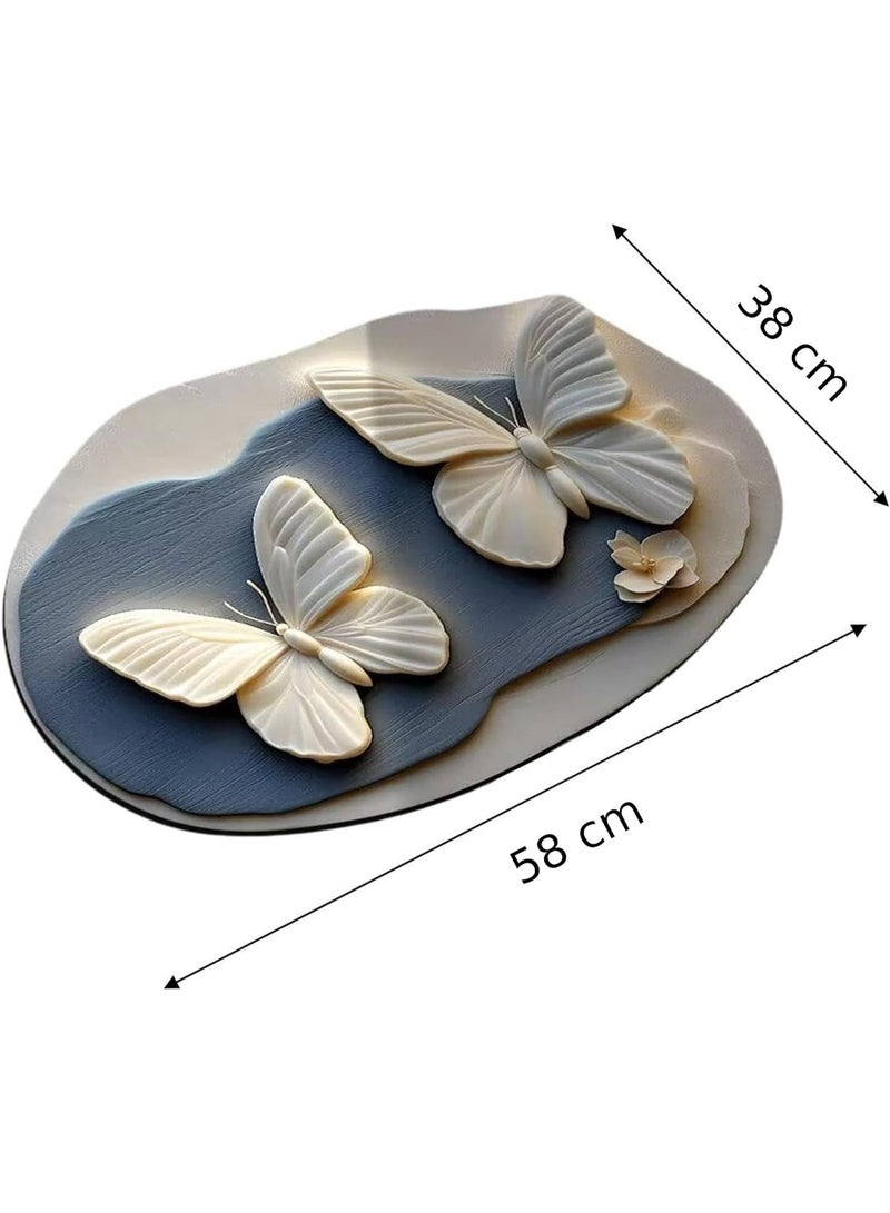 3D decorative raised/embossed erfly mat, Anti-Fatigue Floor Mat,Comfort Standing Mat Super Soft, Non-Slip And Absorbent.Machine Bathroom Carpet, Shower And Bathtub Bathroom Mat ( 38 x 58 cm) - Image 1